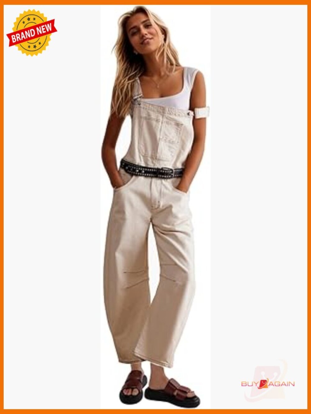 Women's Denim Overall Casual Straight Wide Leg Bib Jeans Adjustable Straps